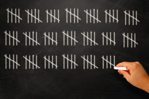 Picture of person counting real estate professional hours on a blackboard