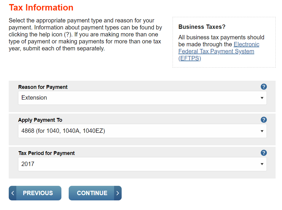 Extend tax return easily using the IRS's direct pay tool